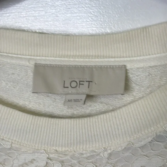 LOFT Cream Lace Front Sweater - Picture 5 of 8